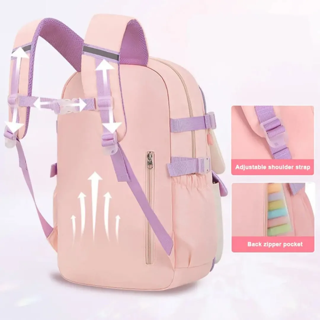 Soft Pastel Bunny School Bag - Adorable & Lightweight Backpack