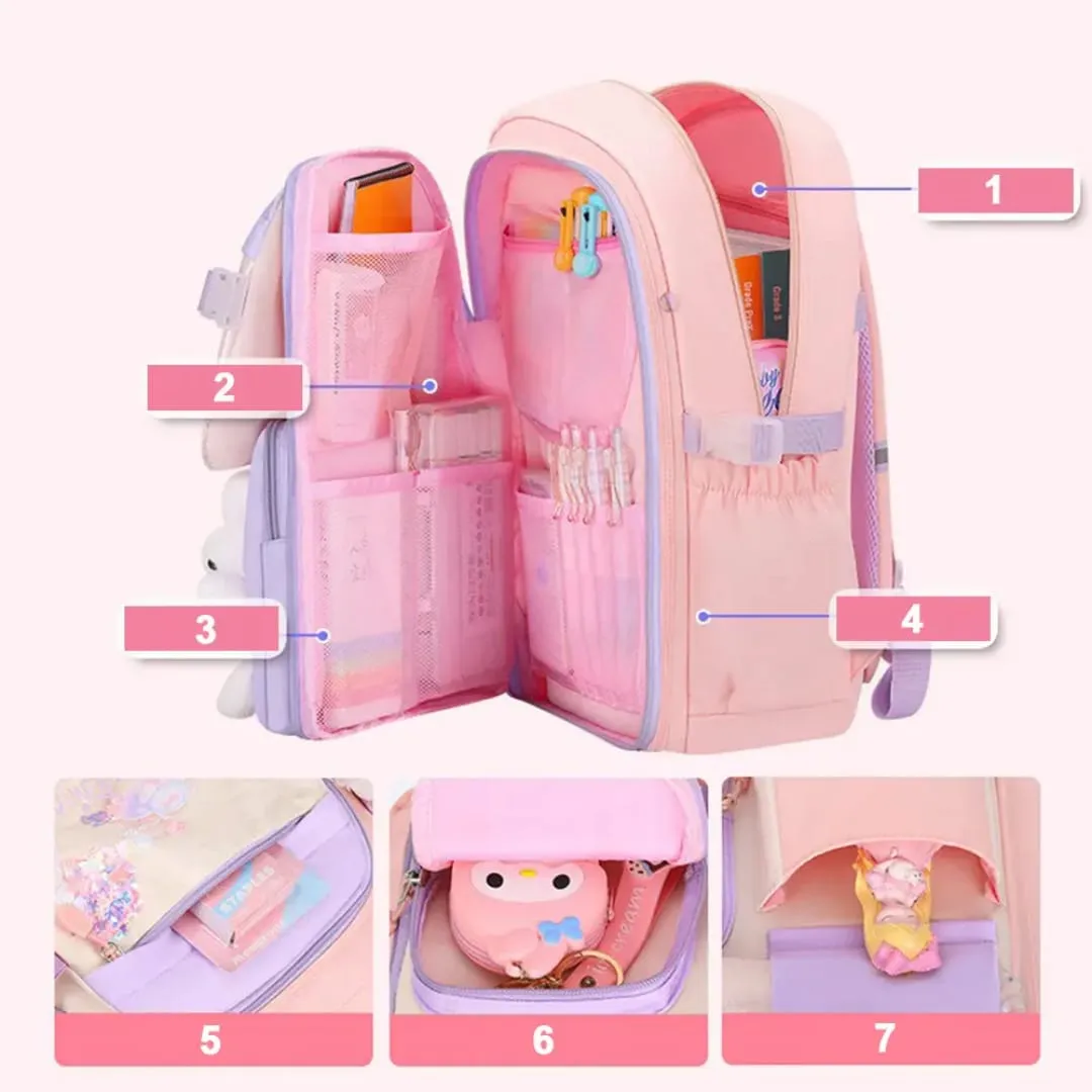 Soft Pastel Bunny School Bag - Adorable & Lightweight Backpack