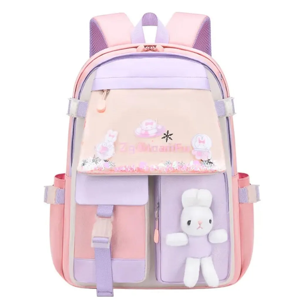 Soft Pastel Bunny School Bag - Adorable & Lightweight Backpack