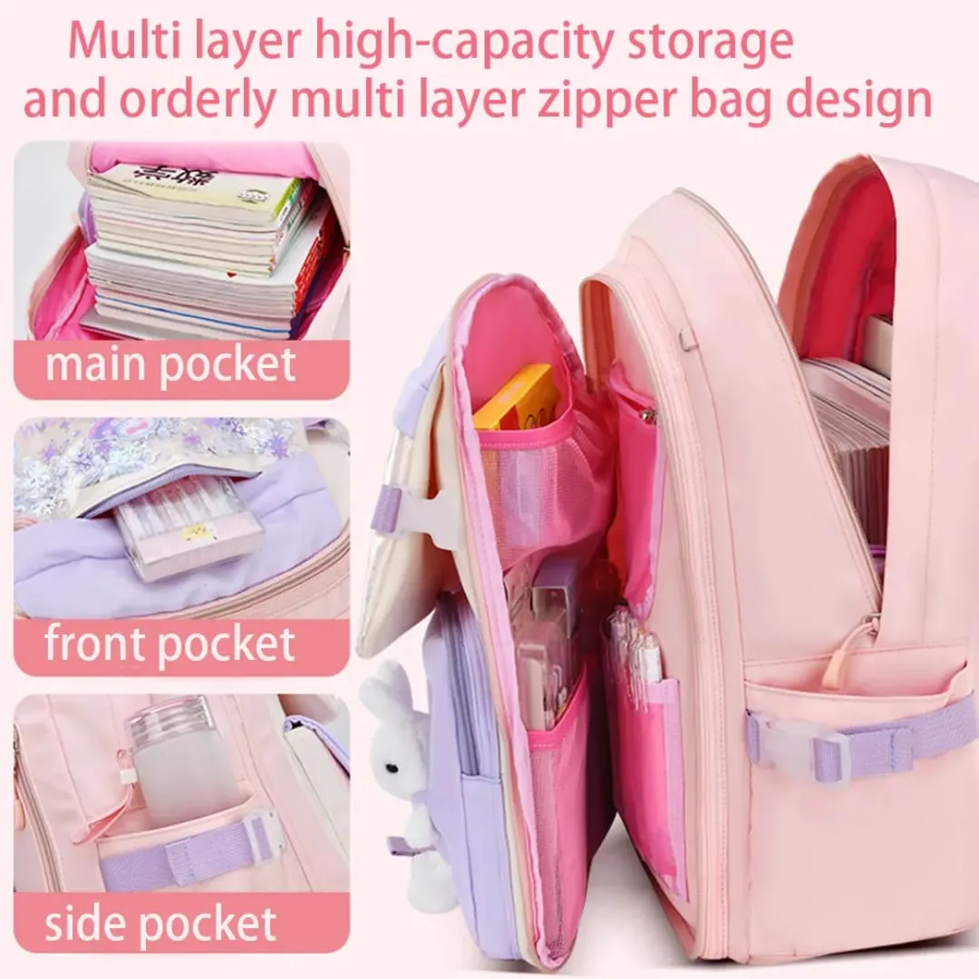 Soft Pastel Bunny School Bag - Adorable & Lightweight Backpack