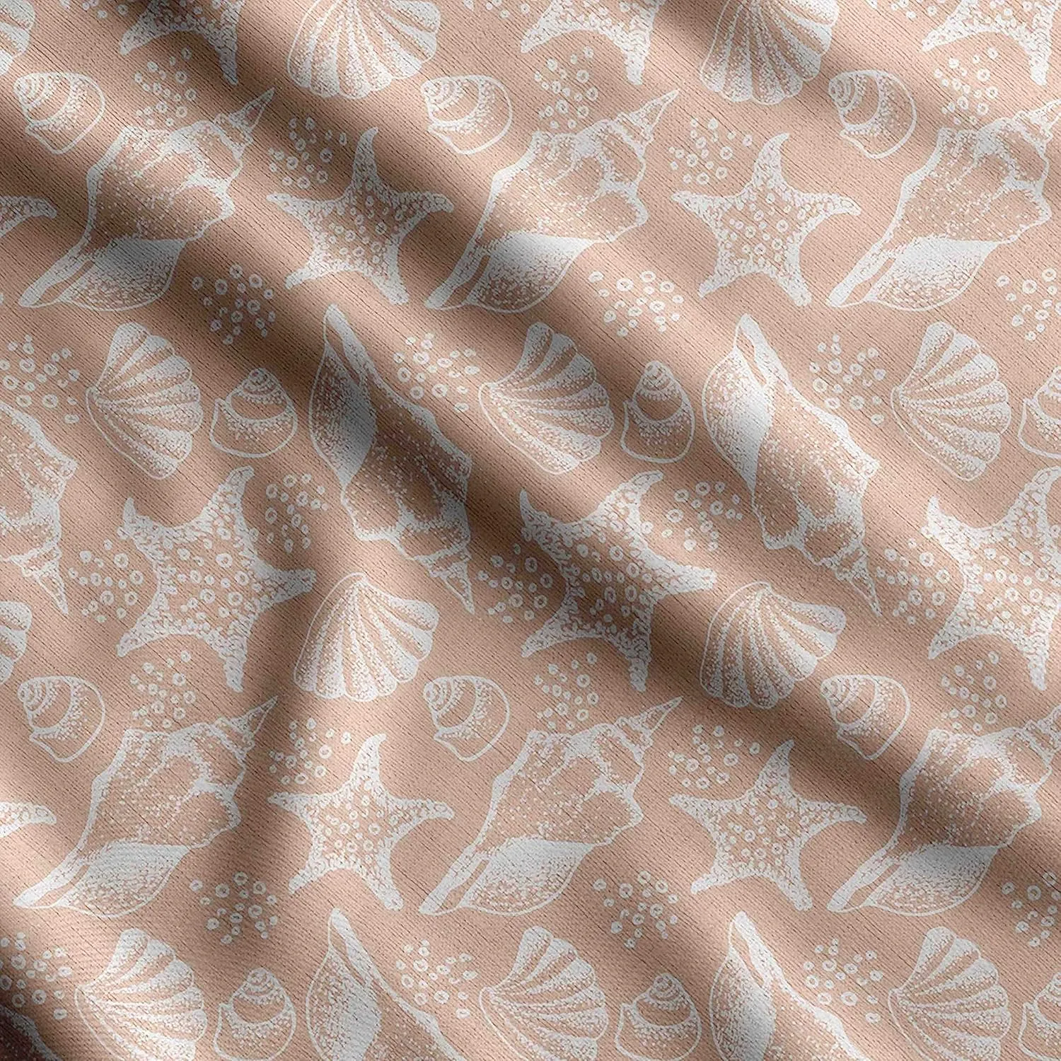 Soimoi Heavyweight Cotton Canvas Fabric Material - 56 Inch Wide, Beige - Ocean Print, Ideal for Making Durable Tote Bags, Backpacks, Jackets, Upholstery, Cushions, Outdoor Furniture Covers, 1 Yard
