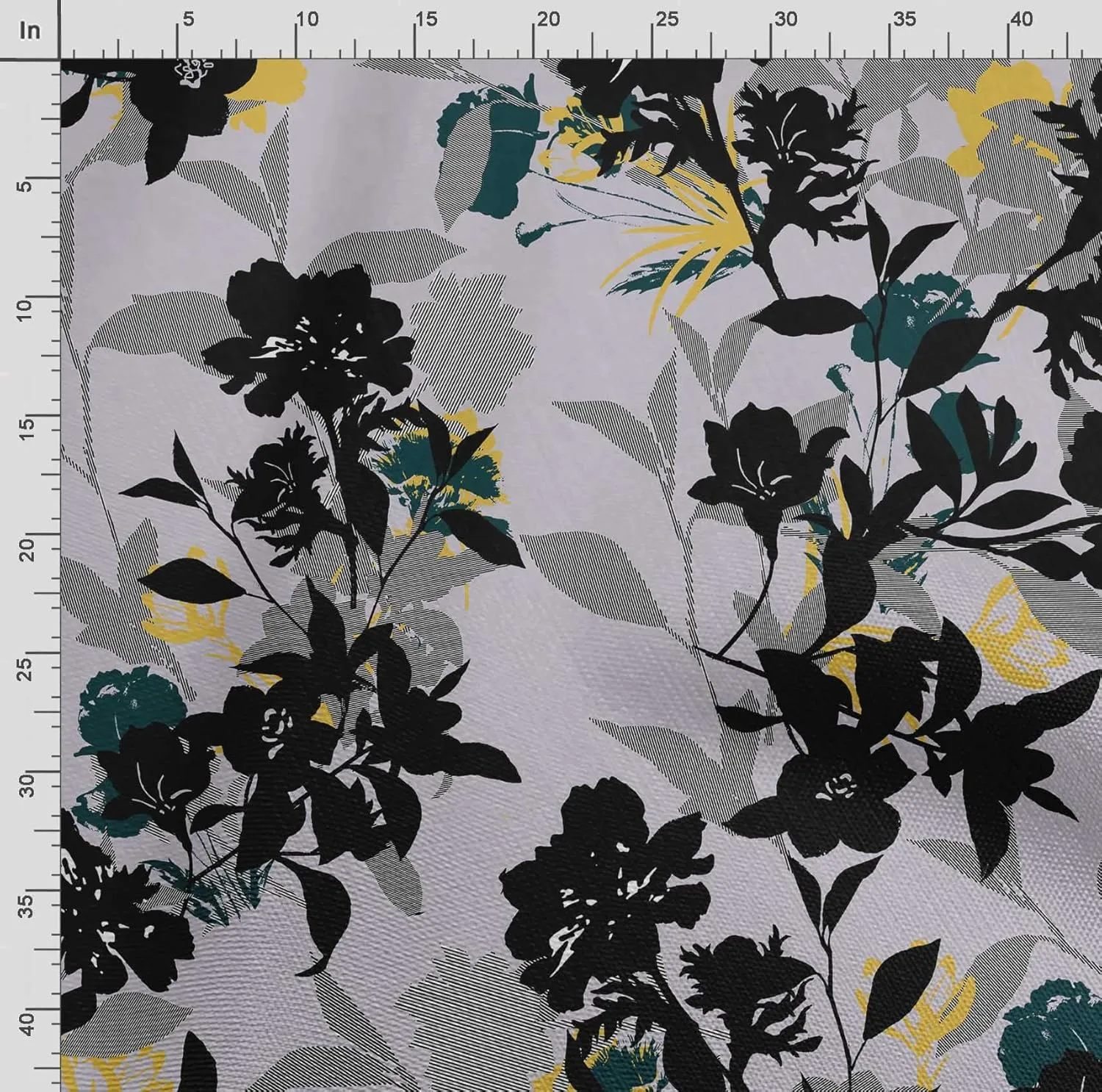 Soimoi Heavyweight Cotton Canvas Fabric Material - 56 Inch Wide, Black - Floral Print, Ideal for Making Durable Tote Bags, Backpacks, Jackets, Upholstery, Cushions, Outdoor Furniture Covers, 1 Yard