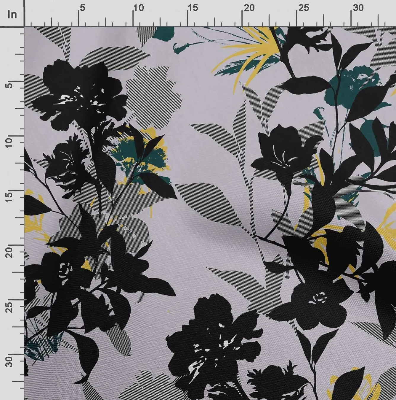 Soimoi Heavyweight Cotton Canvas Fabric Material - 56 Inch Wide, Black - Floral Print, Ideal for Making Durable Tote Bags, Backpacks, Jackets, Upholstery, Cushions, Outdoor Furniture Covers, 1 Yard