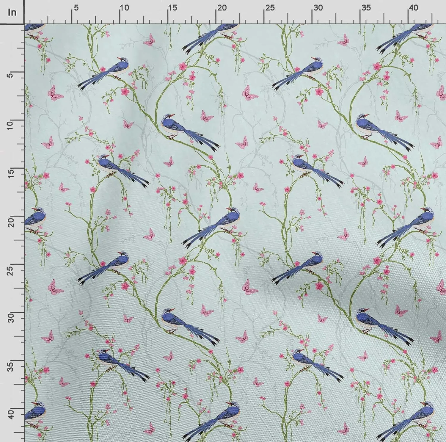 Soimoi Heavyweight Cotton Canvas Fabric Material - 56 Inch Wide, Blue - Floral Print, Ideal for Making Durable Tote Bags, Backpacks, Jackets, Upholstery, Cushions, Outdoor Furniture Covers, 1 Yard