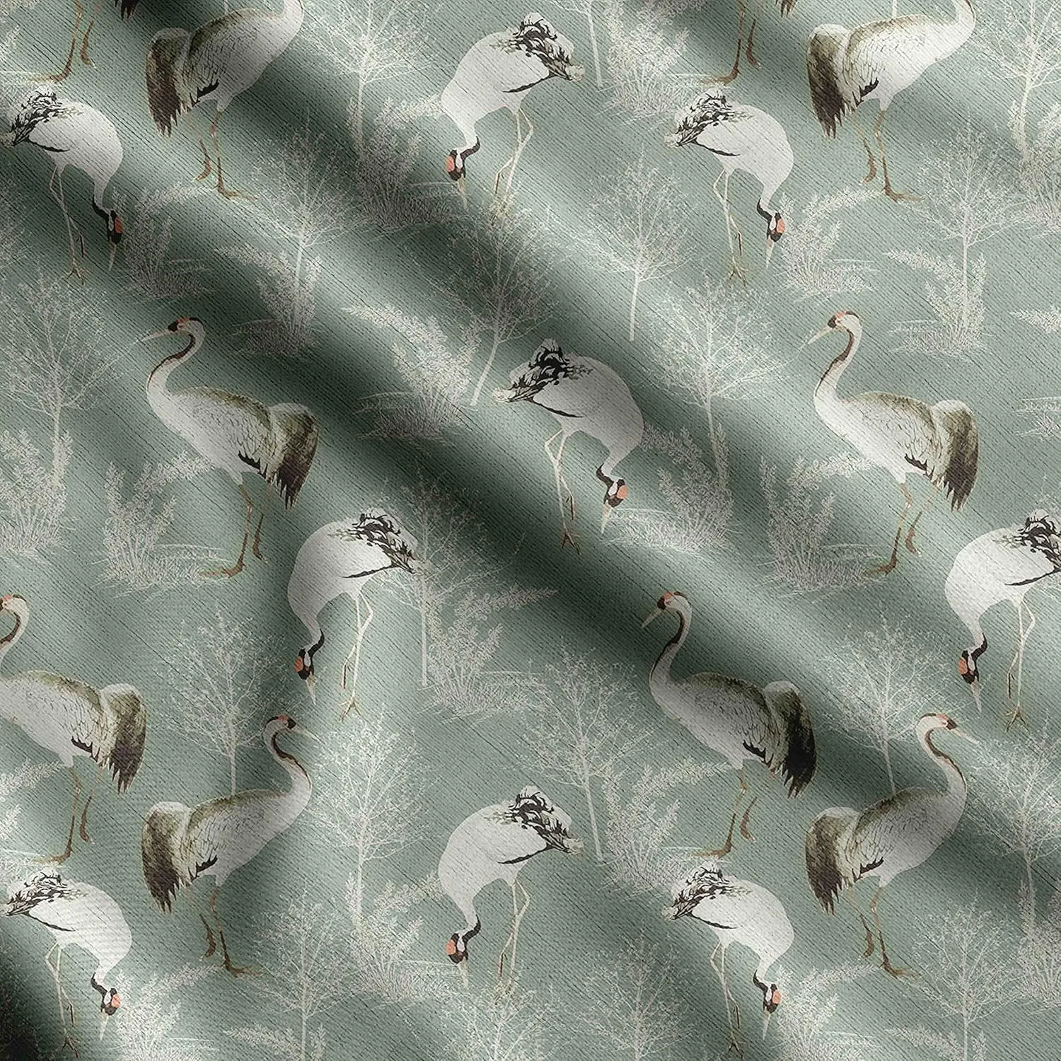 Soimoi Heavyweight Cotton Canvas Fabric Material - 56 Inch Wide, Green - Bird Print, Ideal for Making Durable Tote Bags, Backpacks, Jackets, Upholstery, Cushions, Outdoor Furniture Covers, 1 Yard