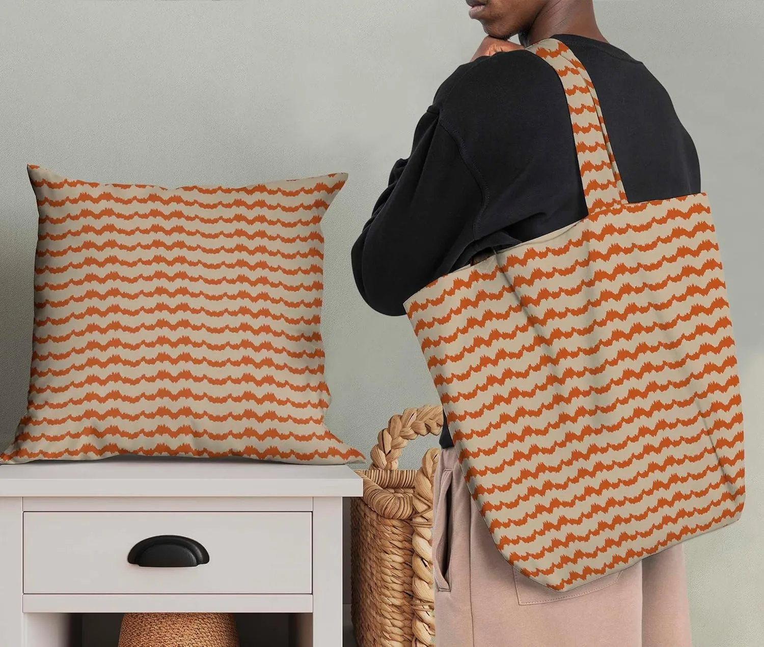 Soimoi Heavyweight Cotton Canvas Fabric Material - 56 Inch Wide, Orange - Abstract Print, Ideal For Making Durable Tote Bags, Backpacks, Jackets, Upholstery, Cushions, Outdoor Furniture Covers, 1 Yard