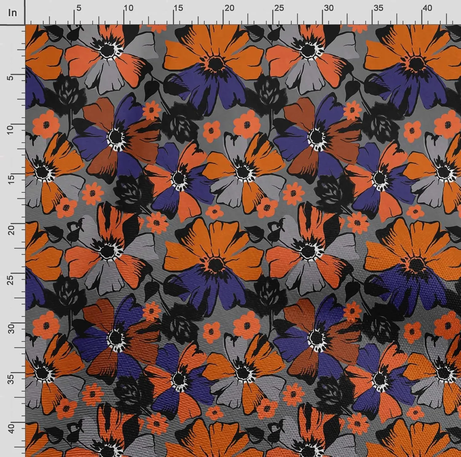 Soimoi Heavyweight Cotton Canvas Fabric Material - 56 Inch Wide, Purple - Floral Print, Ideal for Making Durable Tote Bags, Backpacks, Jackets, Upholstery, Cushions, Outdoor Furniture Covers, 1 Yard