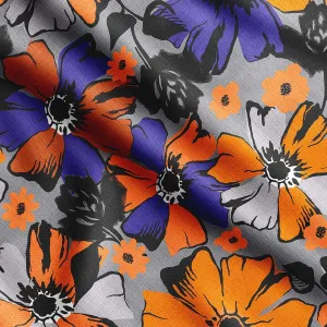 Soimoi Heavyweight Cotton Canvas Fabric Material - 56 Inch Wide, Purple - Floral Print, Ideal for Making Durable Tote Bags, Backpacks, Jackets, Upholstery, Cushions, Outdoor Furniture Covers, 1 Yard