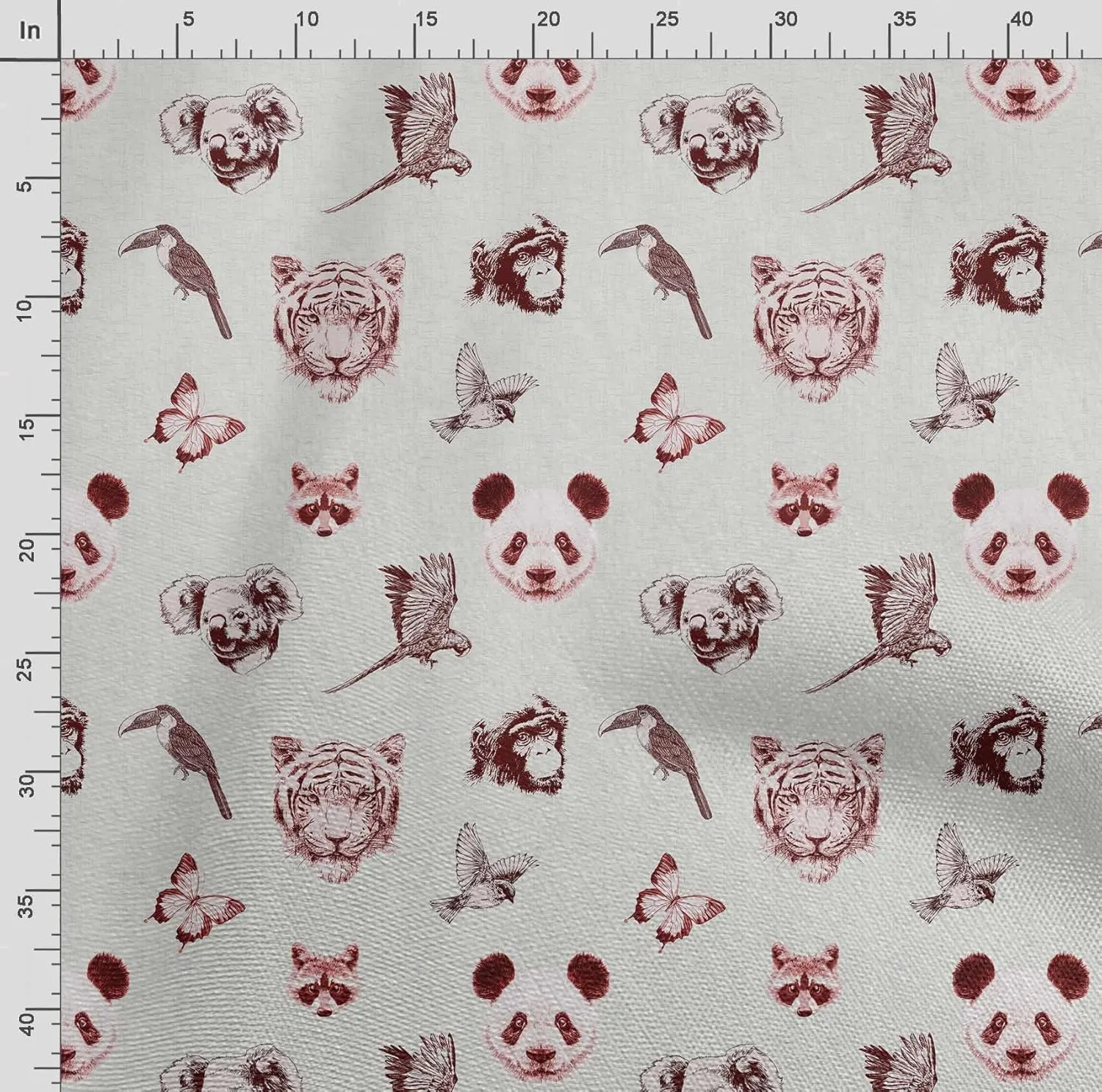 Soimoi Heavyweight Cotton Canvas Fabric Material - 56 Inch Wide, Red - Animal Print, Ideal for Making Durable Tote Bags, Backpacks, Jackets, Upholstery, Cushions, Outdoor Furniture Covers, 1 Yard