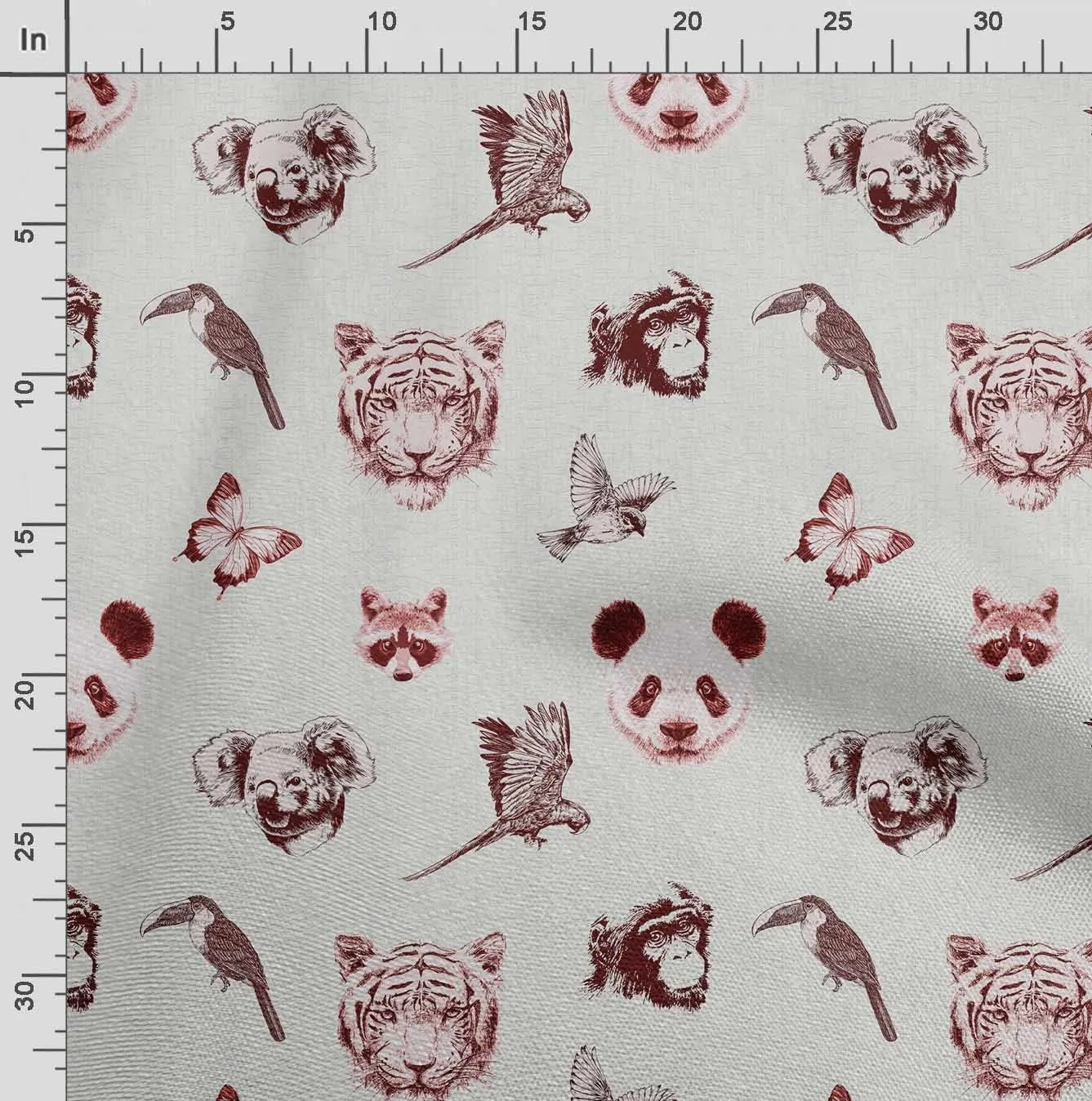Soimoi Heavyweight Cotton Canvas Fabric Material - 56 Inch Wide, Red - Animal Print, Ideal for Making Durable Tote Bags, Backpacks, Jackets, Upholstery, Cushions, Outdoor Furniture Covers, 1 Yard