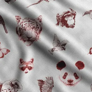 Soimoi Heavyweight Cotton Canvas Fabric Material - 56 Inch Wide, Red - Animal Print, Ideal for Making Durable Tote Bags, Backpacks, Jackets, Upholstery, Cushions, Outdoor Furniture Covers, 1 Yard