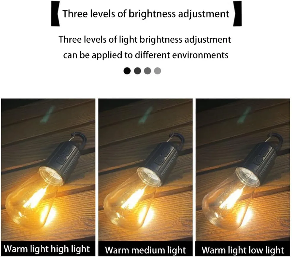 Solar Rechargeable Hooked Camping Light, Camp Lights Bulbs, Solar Camping Hook Bulb, 3 Light Modes Adjustable Portable Tungsten Solars Lights Outdoor (Set 2)