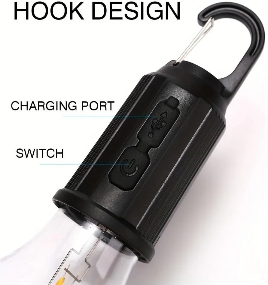 Solar Rechargeable Hooked Camping Light, Camp Lights Bulbs, Solar Camping Hook Bulb, 3 Light Modes Adjustable Portable Tungsten Solars Lights Outdoor (Set 2)