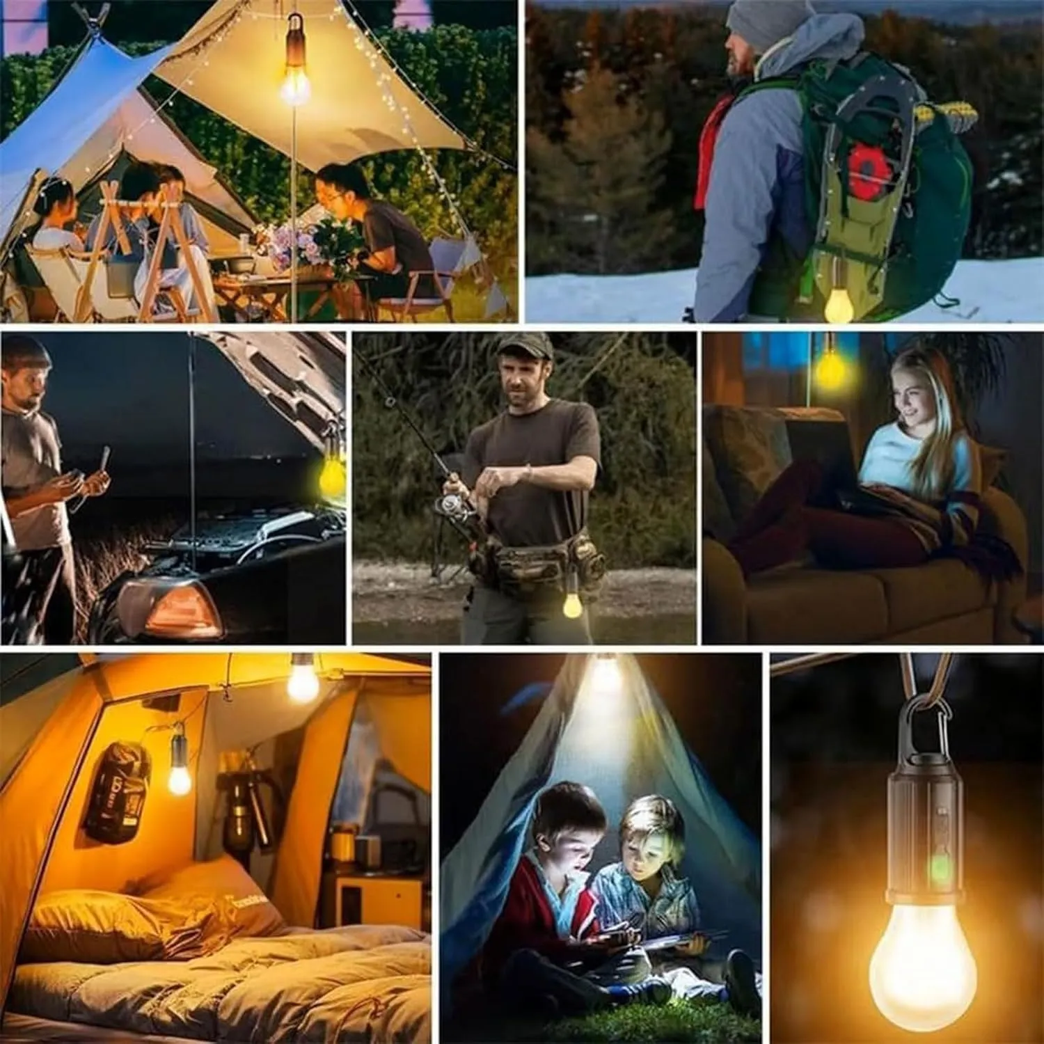 Solar Rechargeable Hooked Camping Light, Multi-Functional Waterproof Solar Tent Lights, USB Rechargeable Led Camping Lantern,Portable Clip Hook Indoor ＆ Outdoor Hanging Lantern (Tapered Style, 2)