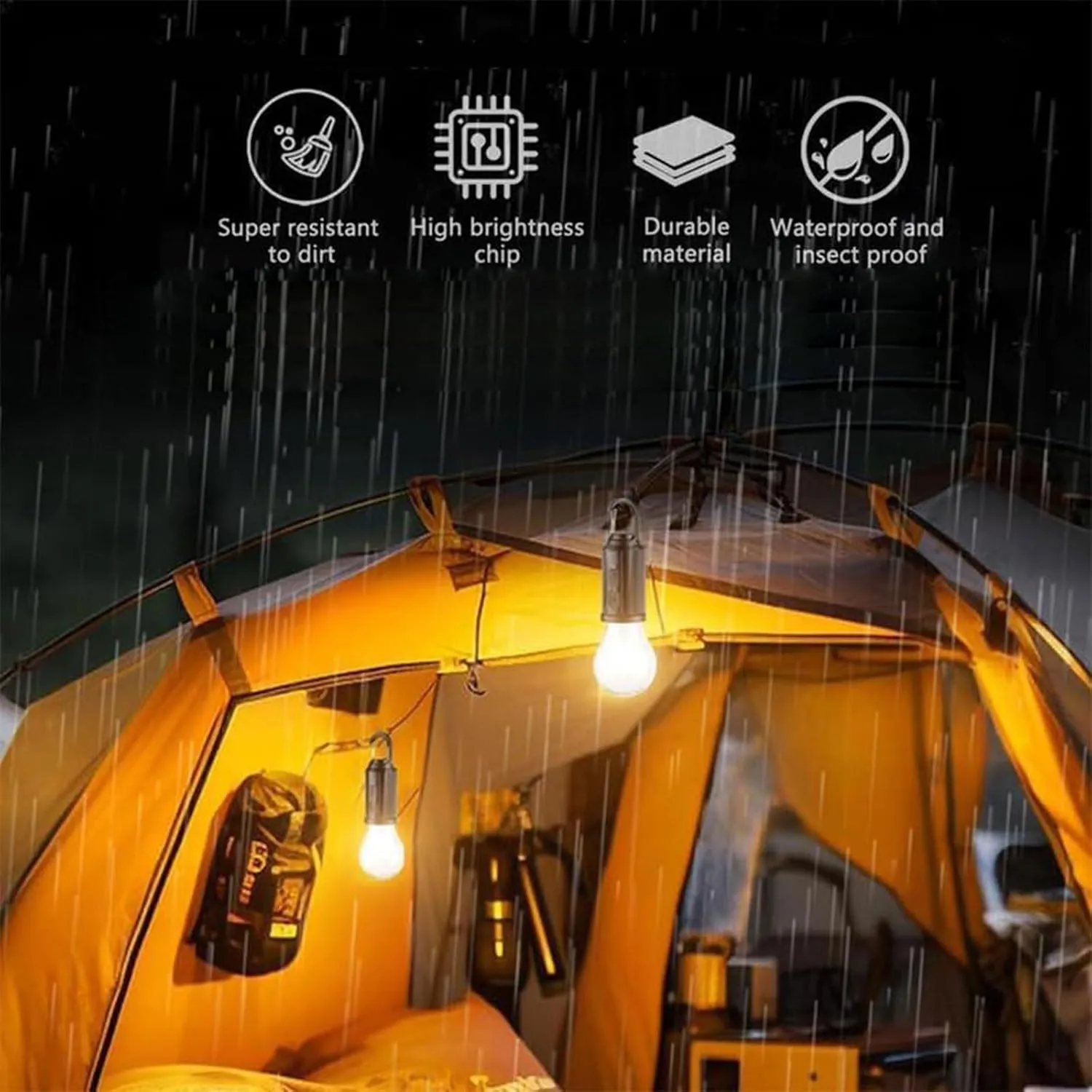 Solar Rechargeable Hooked Camping Light, Multi-Functional Waterproof Solar Tent Lights, USB Rechargeable Led Camping Lantern,Portable Clip Hook Indoor ＆ Outdoor Hanging Lantern (Tapered Style, 2)