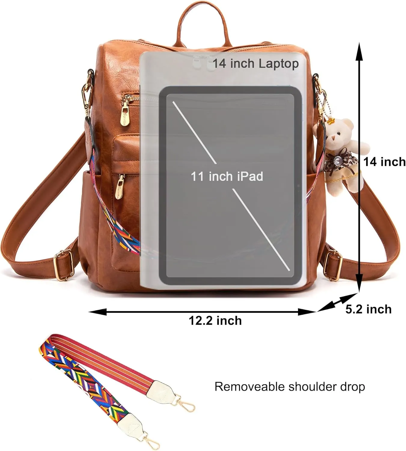 Soperwillton Women Backpack Purse Multipurpose Design Handbags Shoulder Bag PU Leather Travel bag Backpack Set 2pcs