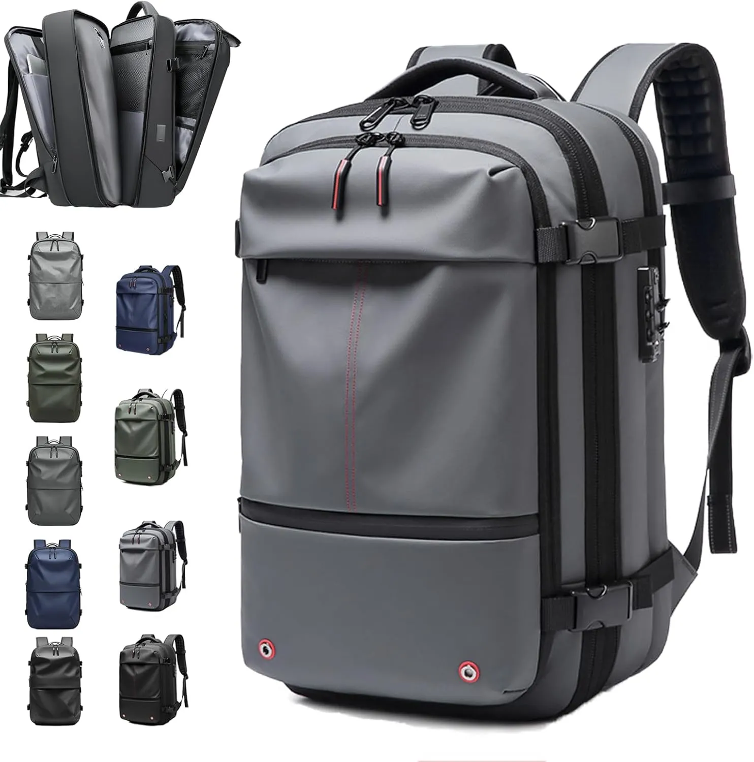 Spacevac Pro Backpack, Space Vac Bags, Spacevac Travel Vacuum Backpacks, 60l Expandable Backpack with Vacuum Compression, Water Resistant, Anti Theft (Classic-Grey)