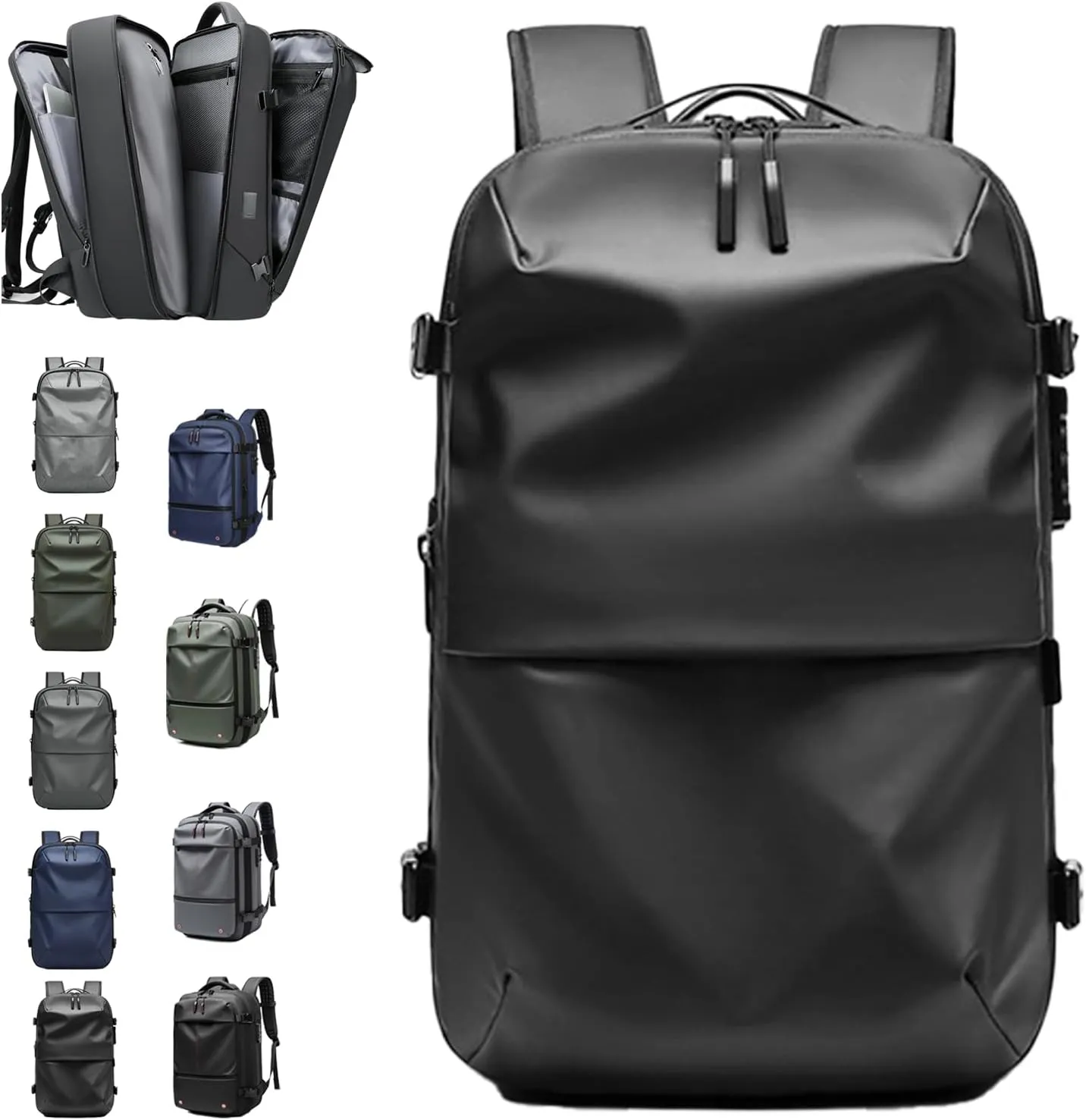 Spacevac Pro Backpack, Space Vac Bags, Spacevac Travel Vacuum Backpacks, 60l Expandable Backpack with Vacuum Compression, Water Resistant, Anti Theft (Prestige-Black)