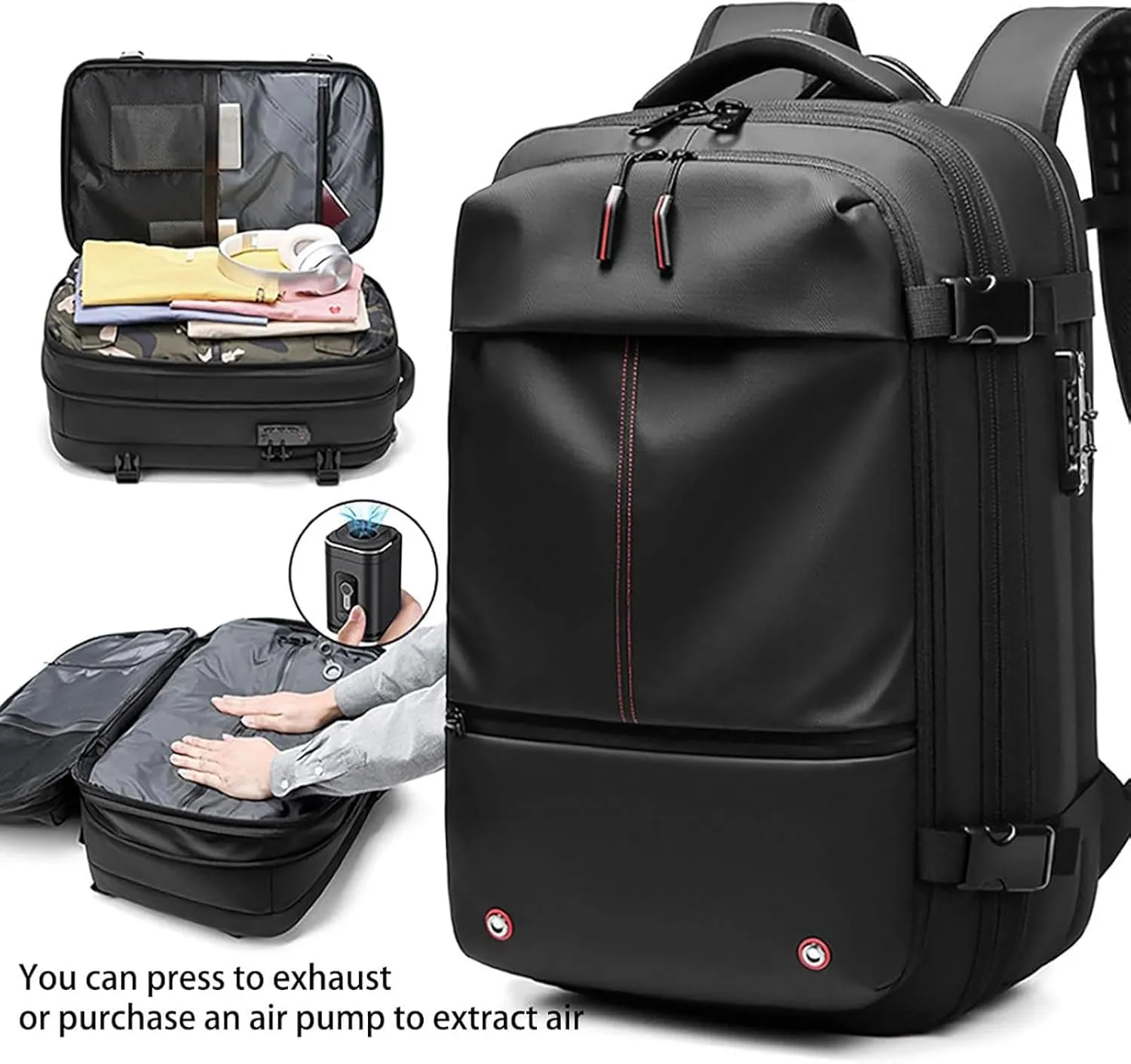 Spacevac Pro Backpack, Space Vac Pro Backpack, 60l Expandable Vacuum Compression Backpacks for Airplane Carry on Size (Blue-A)