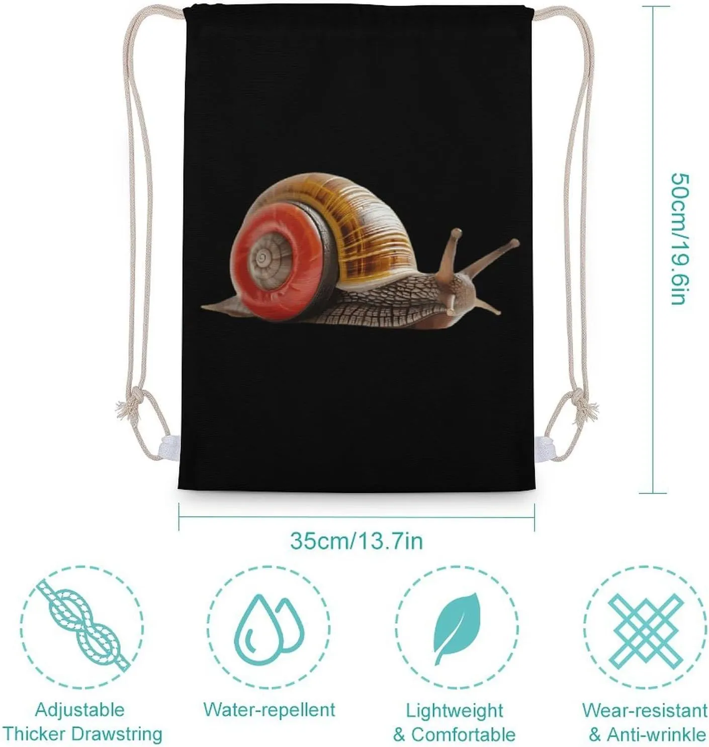 Speedy Snail Like Car Racer Drawstring Backpack Travel String Shoulder Bag Canvas Sport Sackpack for Gym Shopping Yoga