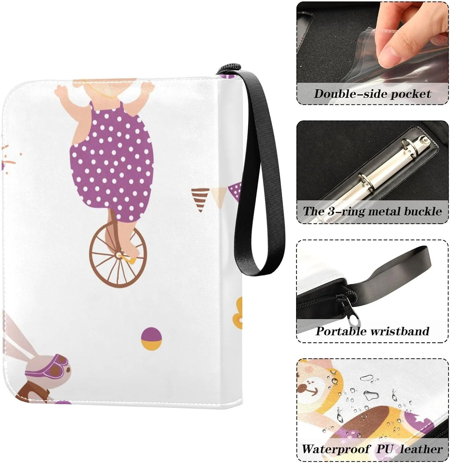 Sports Trading Card Album 4 Pockets & Non-Slip Edges Durable PU Leather Construction