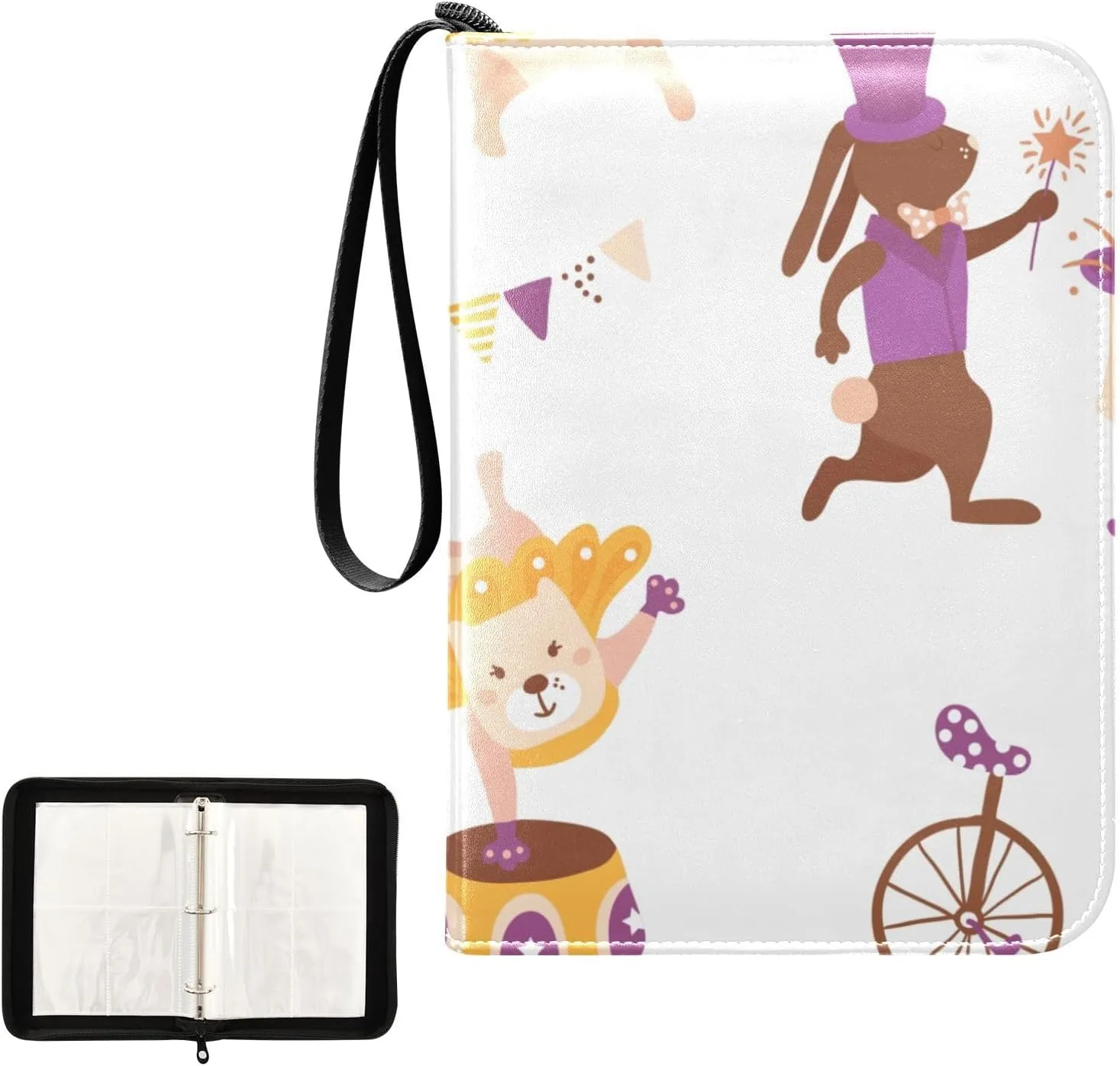 Sports Trading Card Album 4 Pockets & Non-Slip Edges Durable PU Leather Construction