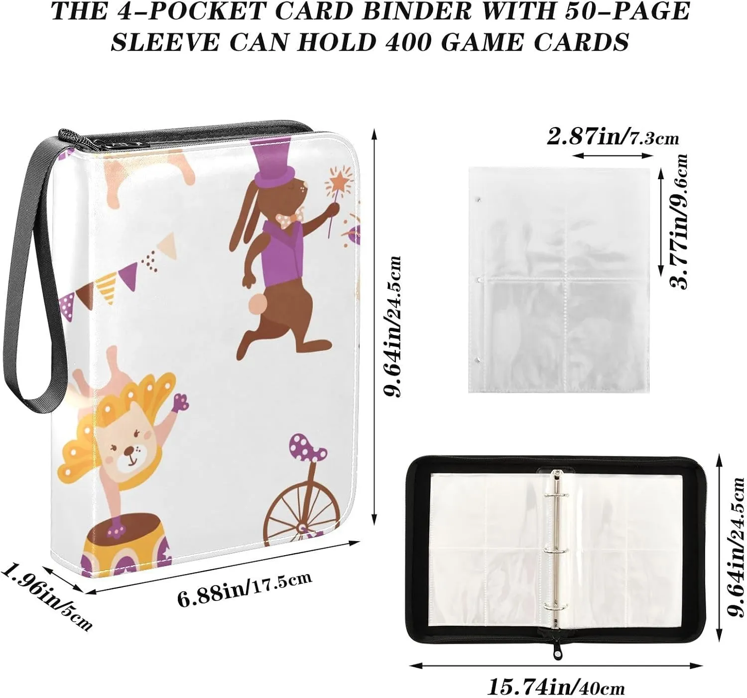 Sports Trading Card Album 4 Pockets & Non-Slip Edges Durable PU Leather Construction