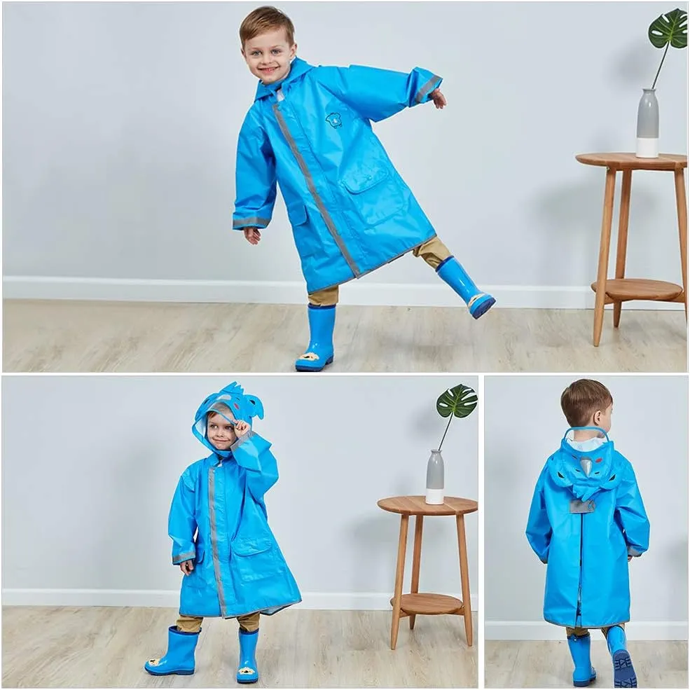 SSAWcasa Rain Poncho Kids with Hood, Toddler Rain Jacket Coat Girls Boys, Children Baby Raincoat Rainwear Gear Outerwear