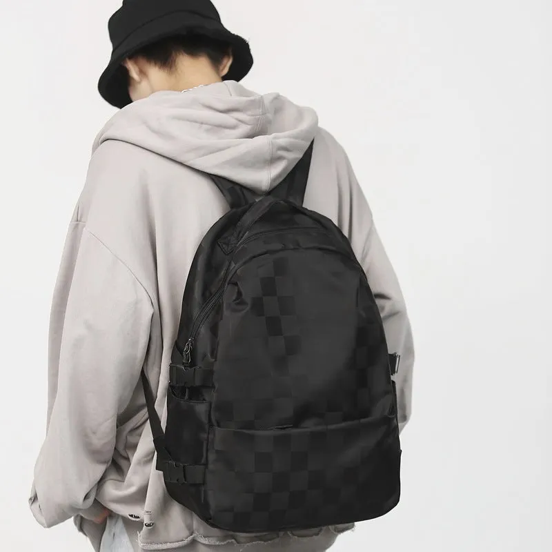 Style Fashion Chessboard Plaid Junior High Backpacks