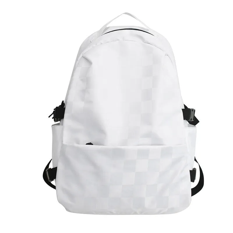 Style Fashion Chessboard Plaid Junior High Backpacks