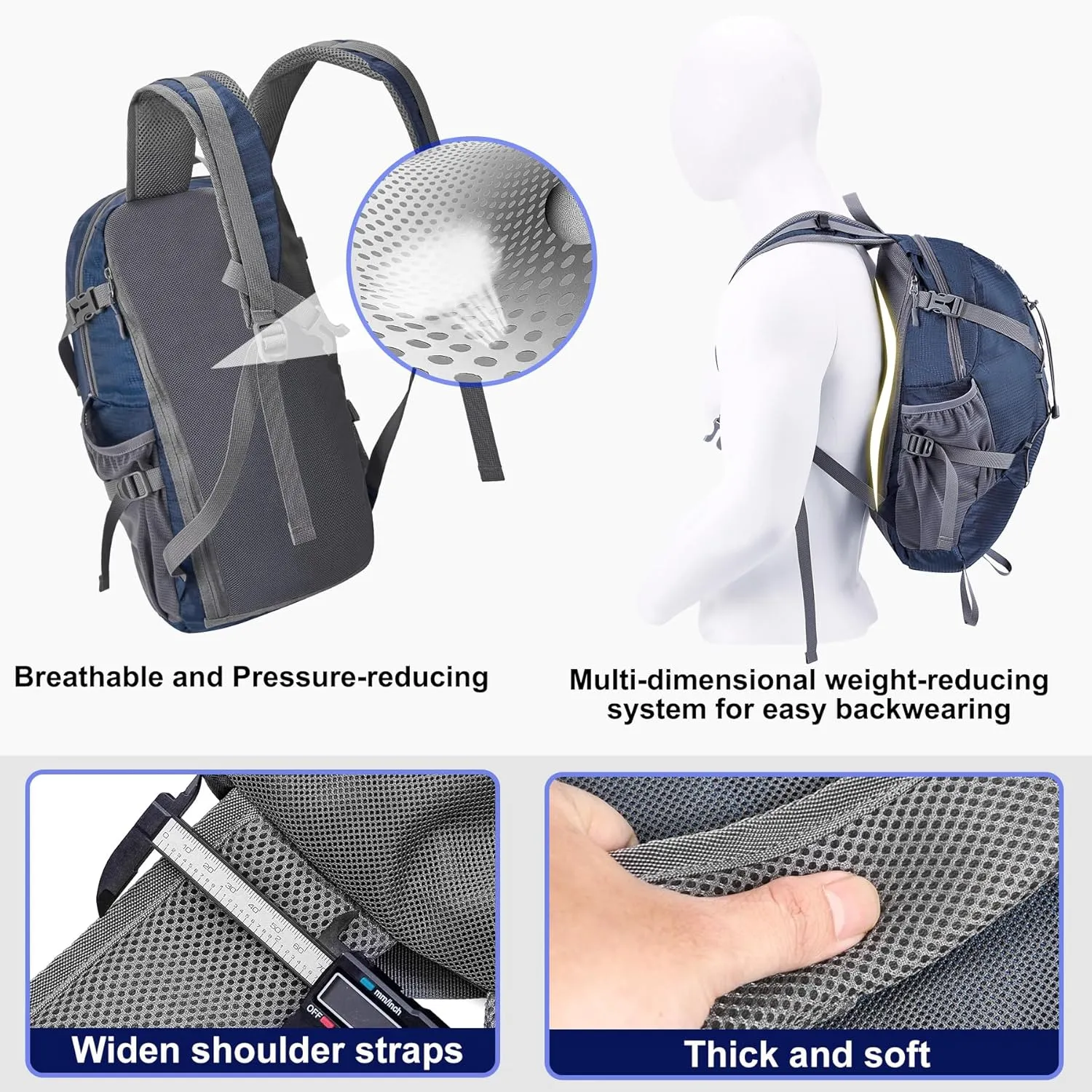 Sukeen Hiking Backpack Packable Lightweight 30L Backpack Wear Resistant Daypack for Outdoor Travel Camping Cycling