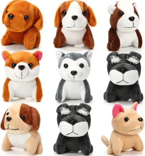 Sumind 9 Pcs 4" 5" Mini Plush Stuffed Puppy Dog Party Favor Small Dog Stuffed Animal Bulk Soft Toy Doll Cute for Kids Gift Graduation Stocking Stuffers Baby Shower Birthday(Vibrant Puppy)