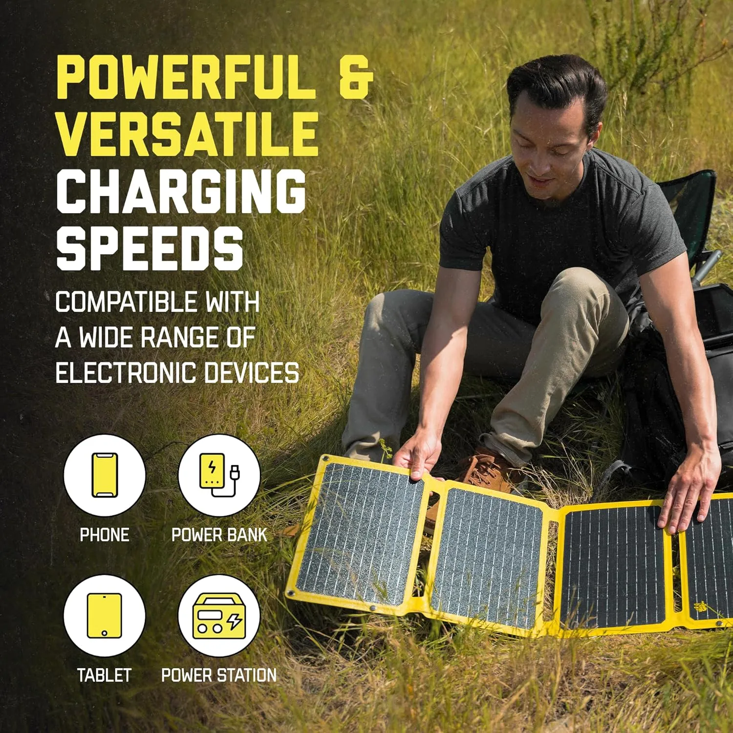 SunJack – 40 Watt Foldable Solar Panel, ETFE Waterproof Portable Solar Panel with Kickstands, USB-C PD30W, USB-A QC3.0, DC Output, Solar Panels for Camping, Hiking, Emergency Power