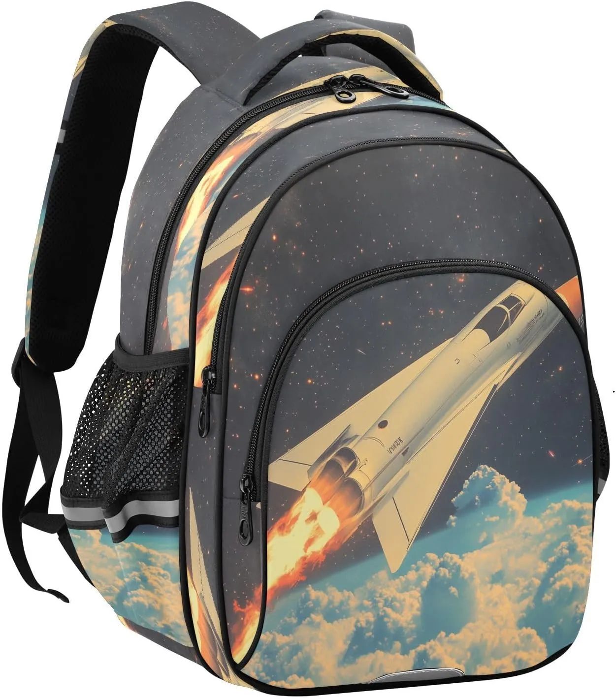 Supersonic Jets Soar Across Space Backpacks Elementary School Shoulder Bag Bookbag for Girls Kids Boys, Medium