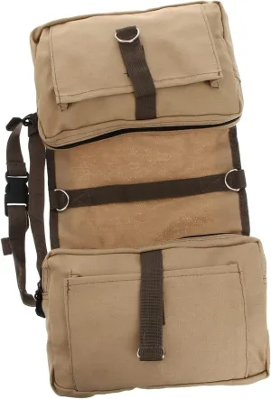 SUPVOX Dog Hiking Backpack Canvas Saddle Bag 2 Zipper Compartments Loop Pockets for Dog Travel Camping Walks