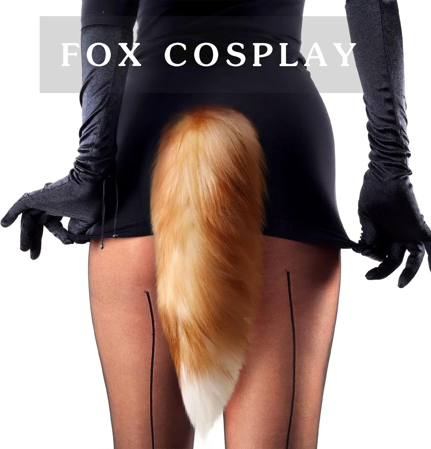 Sureio Huge Fluffy Real Fox Tail Fur Keychain for Women Wolf Tail Keychain Gift for Party