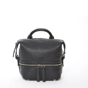 SUSU Ashley Small Black Leather Backpack