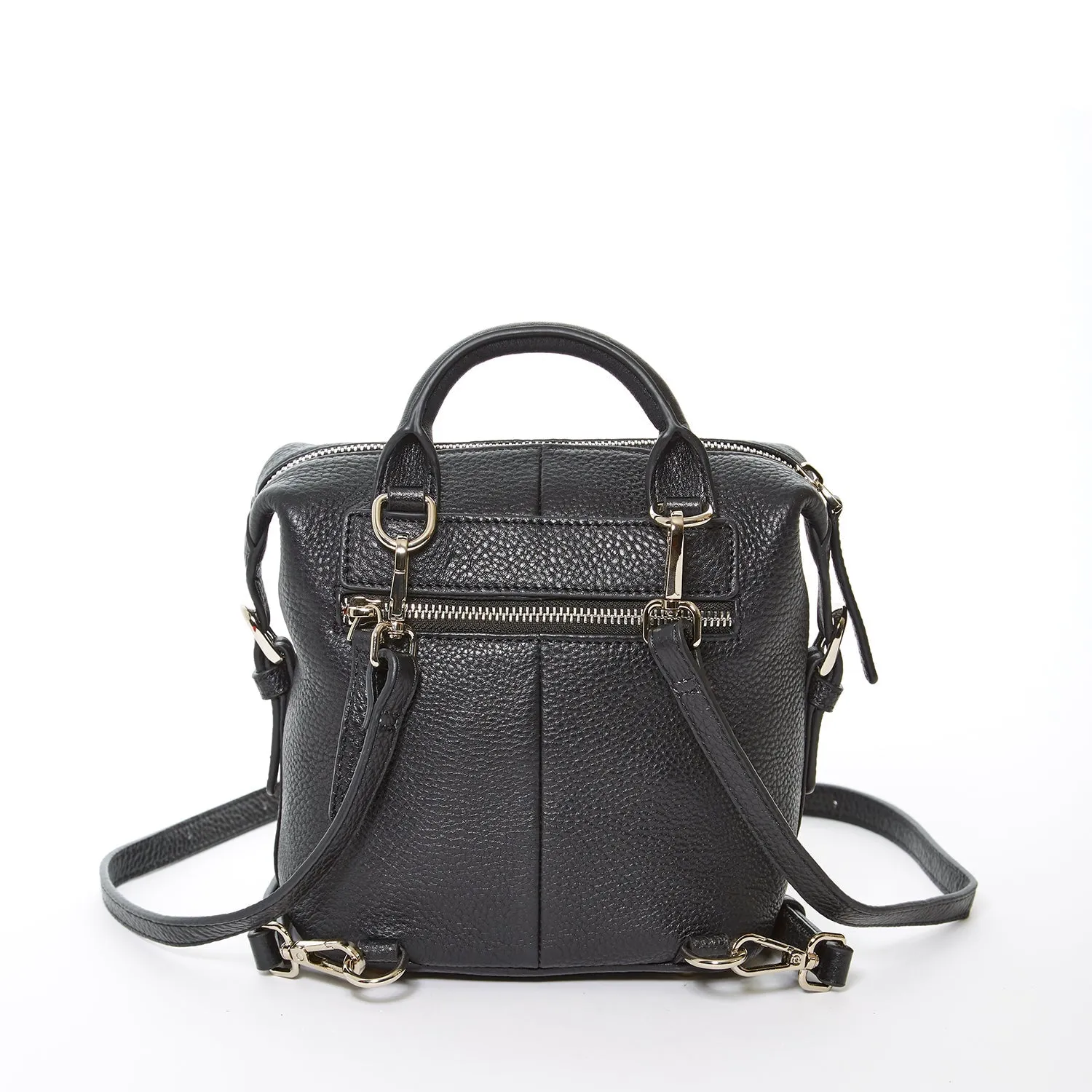 SUSU Ashley Small Black Leather Backpack
