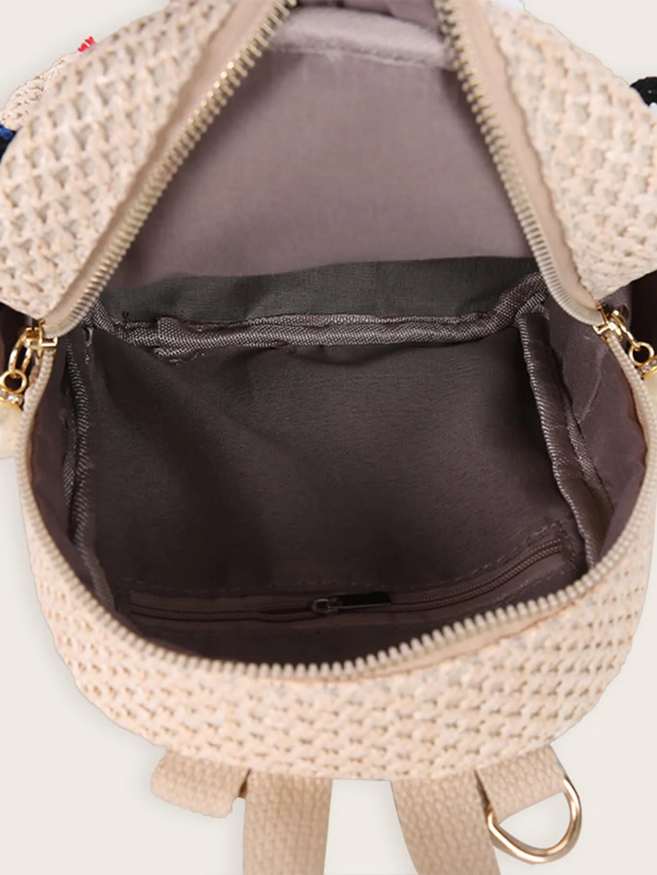 Tassel Decor Flap Woven Backpack