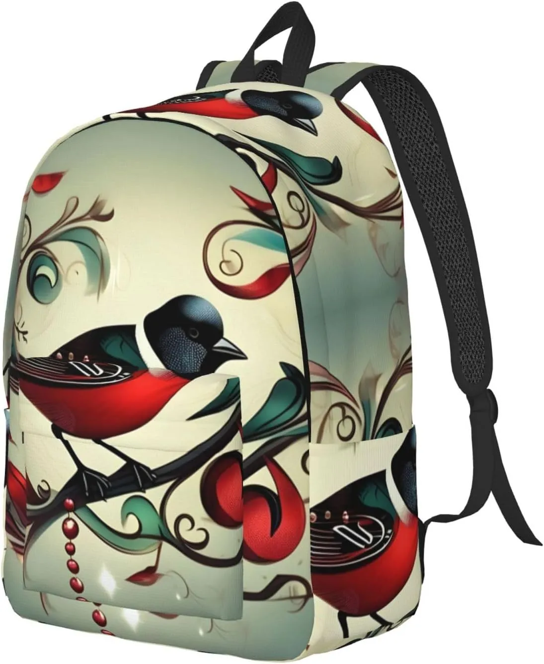Teal Birds Musical Note print Hiking Backpack Casual Daypack Outdoor Travel Backpacks Bookbag for Men Women Adult