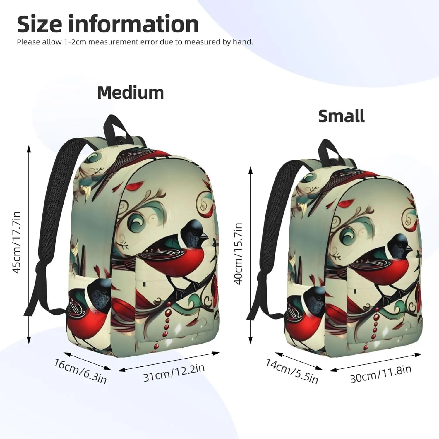 Teal Birds Musical Note print Hiking Backpack Casual Daypack Outdoor Travel Backpacks Bookbag for Men Women Adult