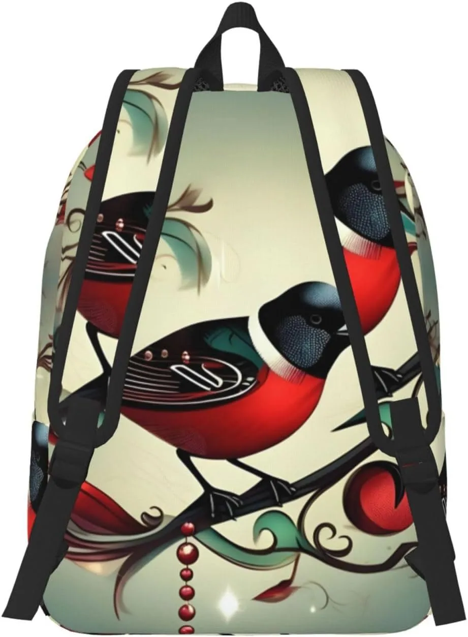 Teal Birds Musical Note print Hiking Backpack Casual Daypack Outdoor Travel Backpacks Bookbag for Men Women Adult