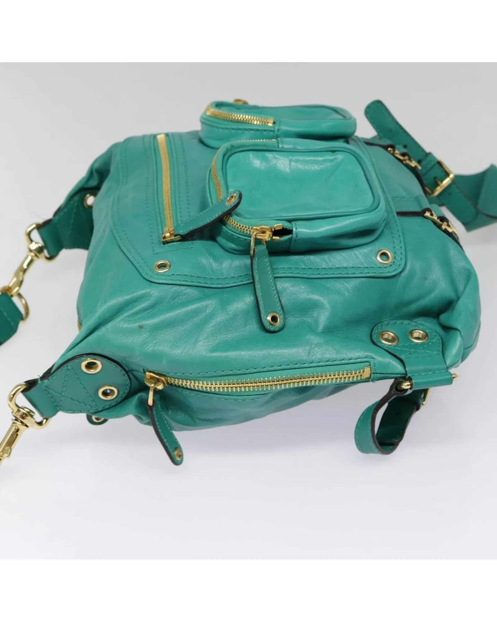 Teal Leather Shoulder Bag