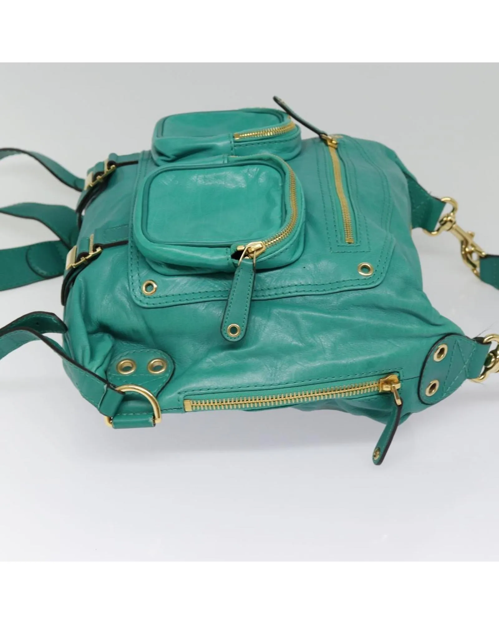 Teal Leather Shoulder Bag