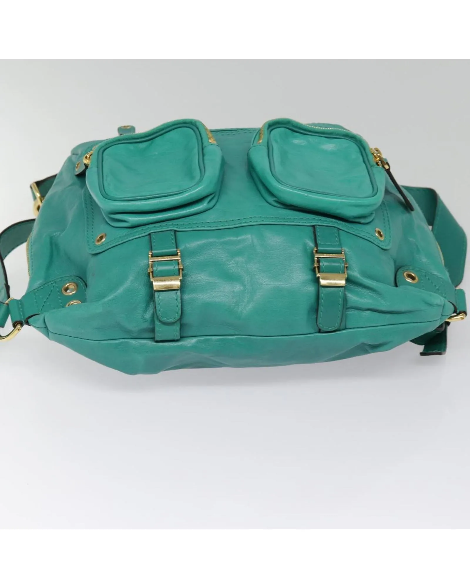 Teal Leather Shoulder Bag
