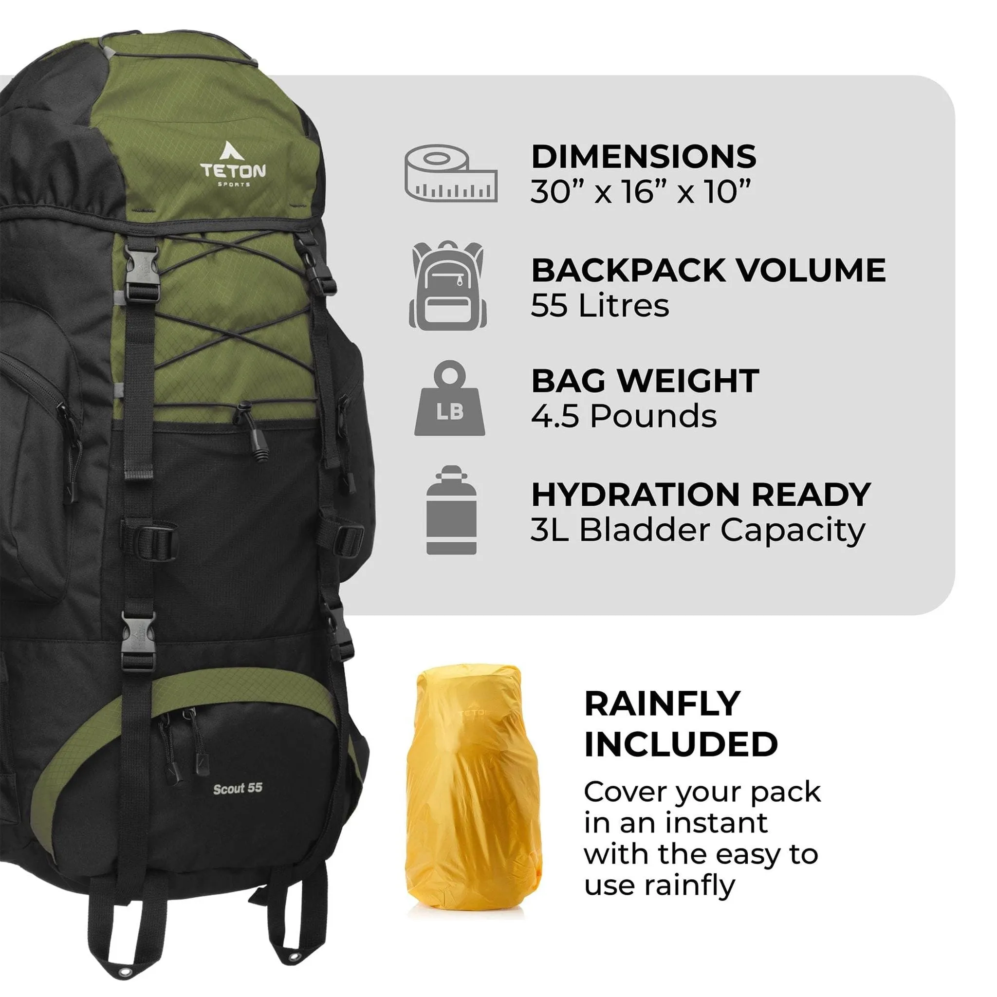 Teton Sports Scout 55l Backpack in Black