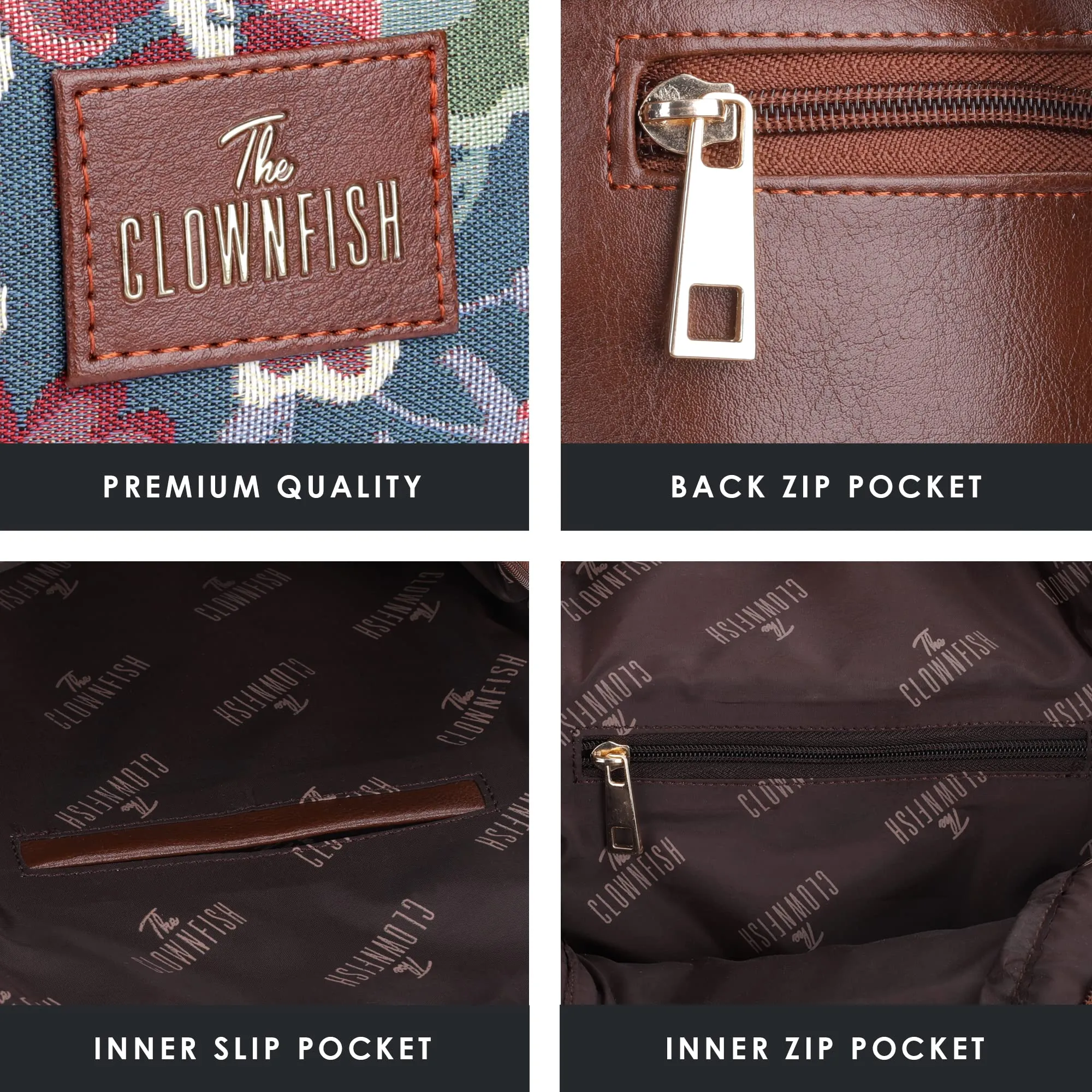 THE CLOWNFISH 10 Litres Medium Size Combo Of Minerva Faux Leather & Tapestry Womens Backpack College School Girls Bag Travel Backpack For Ladies & Expert Series Pencil Pouch Pen Case (Persian Blue)