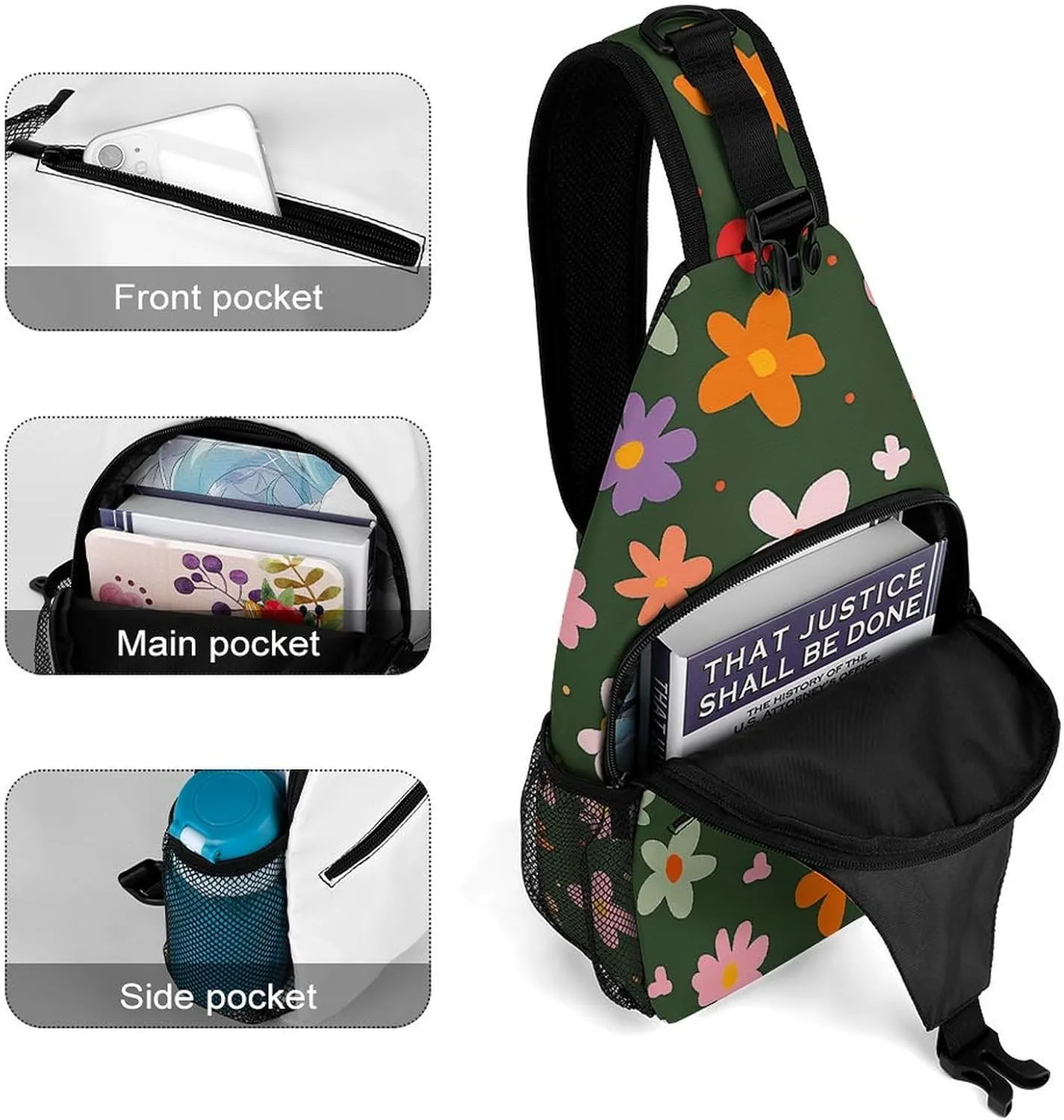 The Fish Are Swimming Around Sling Bag Lightweight Crossbody Chest Pack Travel Shoulder Bag with Adjustable Strap