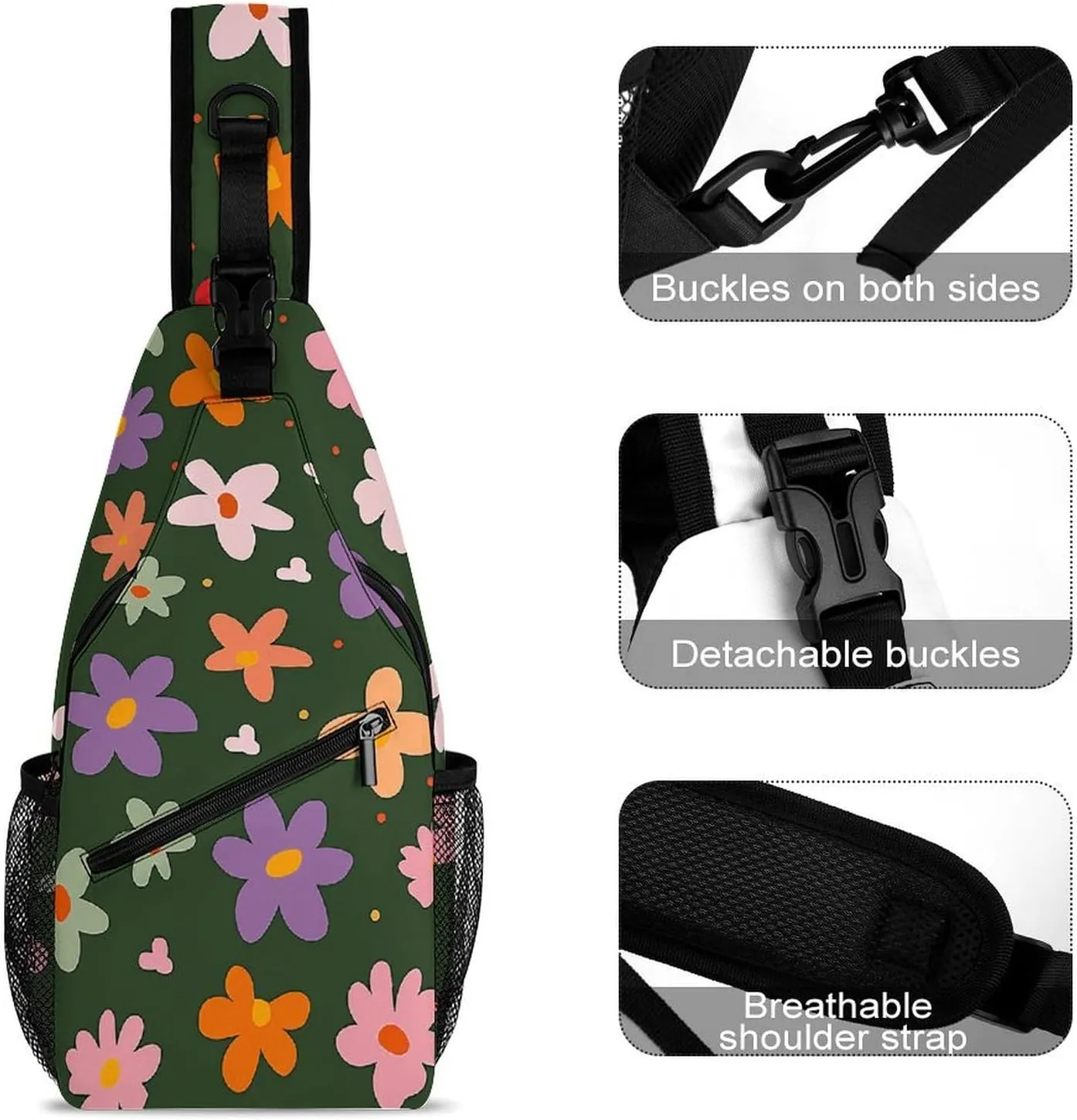 The Fish Are Swimming Around Sling Bag Lightweight Crossbody Chest Pack Travel Shoulder Bag with Adjustable Strap