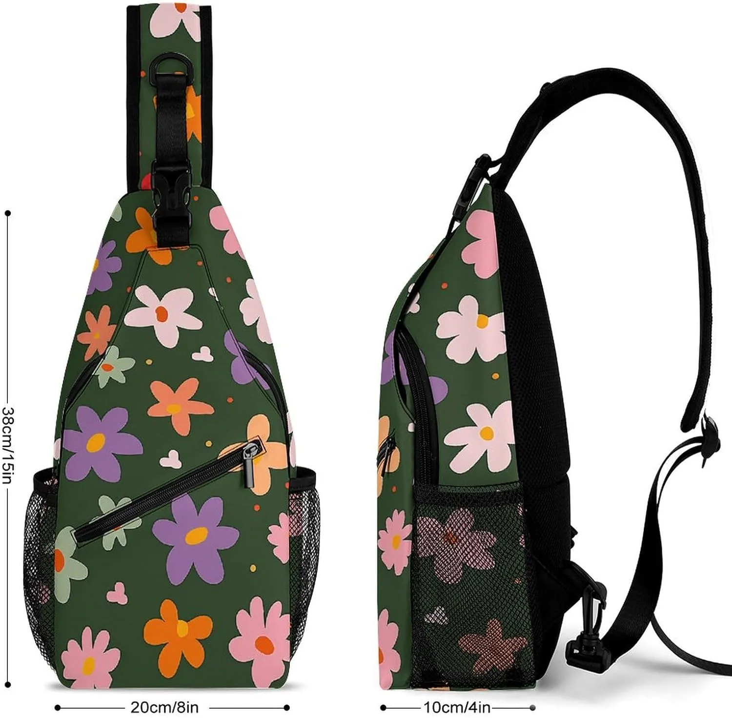 The Fish Are Swimming Around Sling Bag Lightweight Crossbody Chest Pack Travel Shoulder Bag with Adjustable Strap